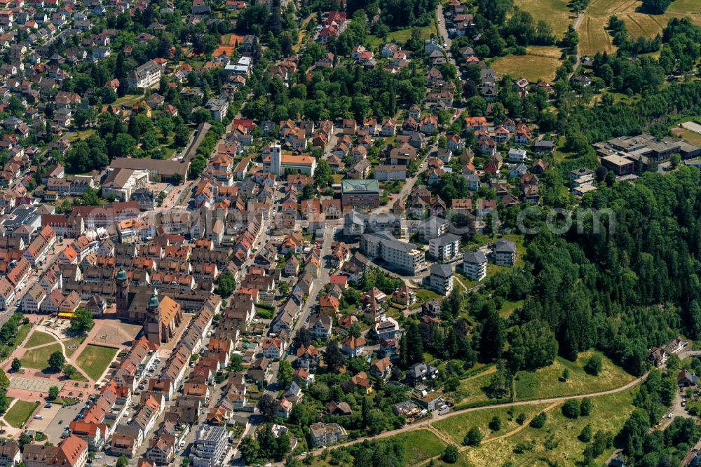 Aerial image Freudenstadt - Old Town area and city center in Freudenstadt at Schwarzwald in the state Baden-Wuerttemberg, Germany