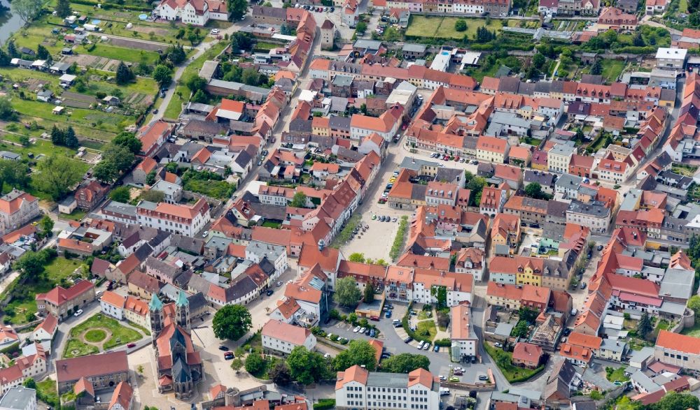 Aerial image Freyburg (Unstrut) - Old Town area and city center in Freyburg (Unstrut) in the state Saxony-Anhalt, Germany
