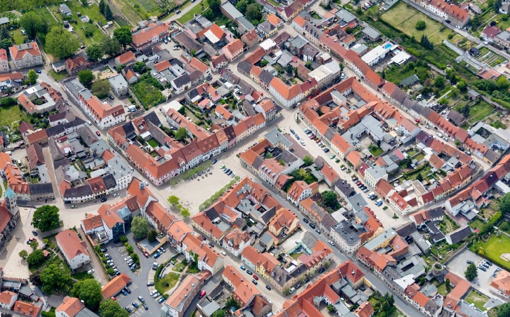Freyburg (Unstrut) from above - Old Town area and city center in Freyburg (Unstrut) in the state Saxony-Anhalt, Germany