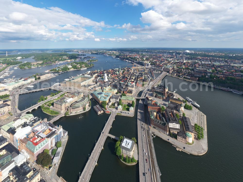 Stockholm from above - Old Town area and city center Gamla Stan auf of Insel Stadsholmen in Stockholm in Stockholms laen, Sweden