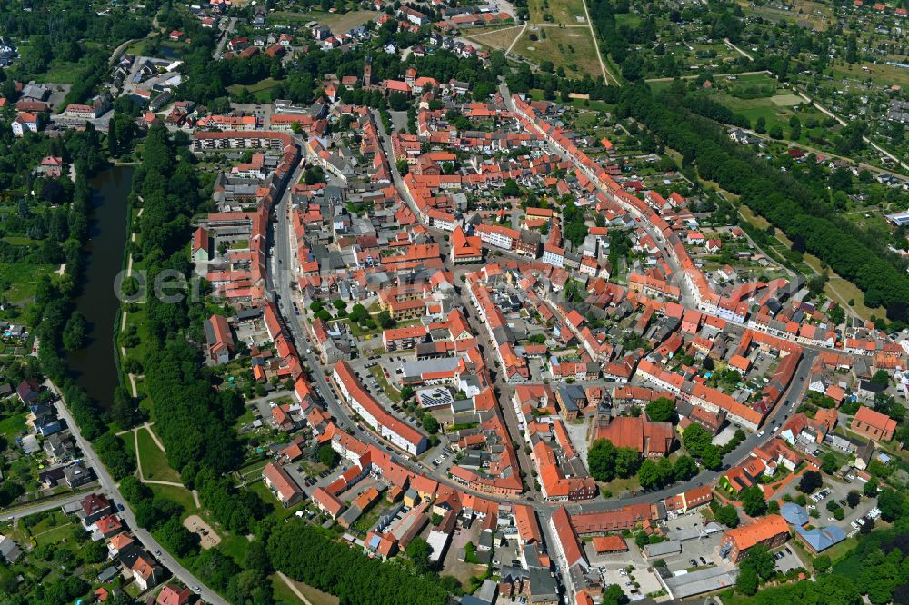 Hansestadt Gardelegen from the bird's eye view: Old Town area and city center in Gardelegen in the state Saxony-Anhalt, Germany