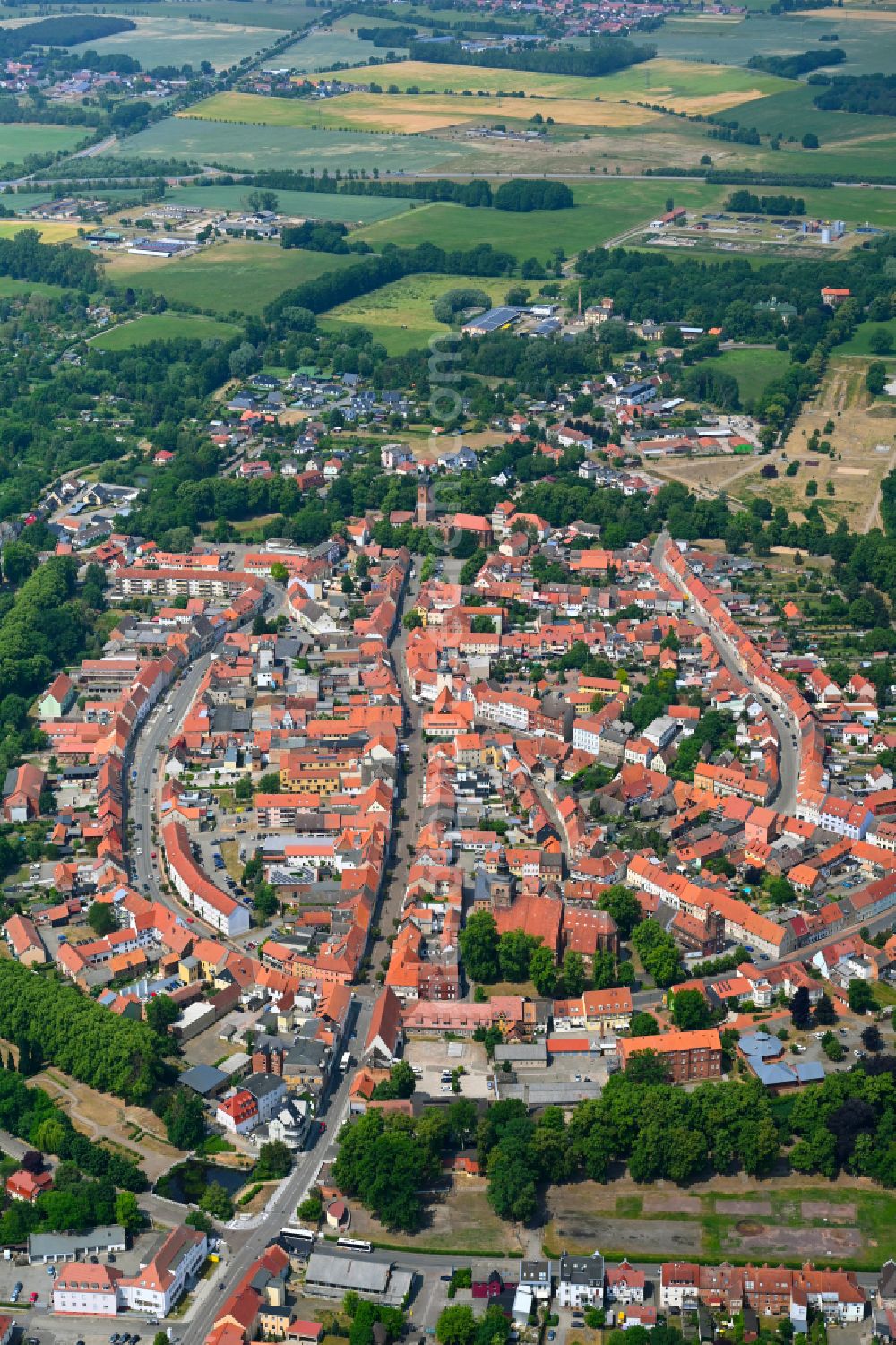 Aerial image Hansestadt Gardelegen - Old Town area and city center in Gardelegen in the state Saxony-Anhalt, Germany