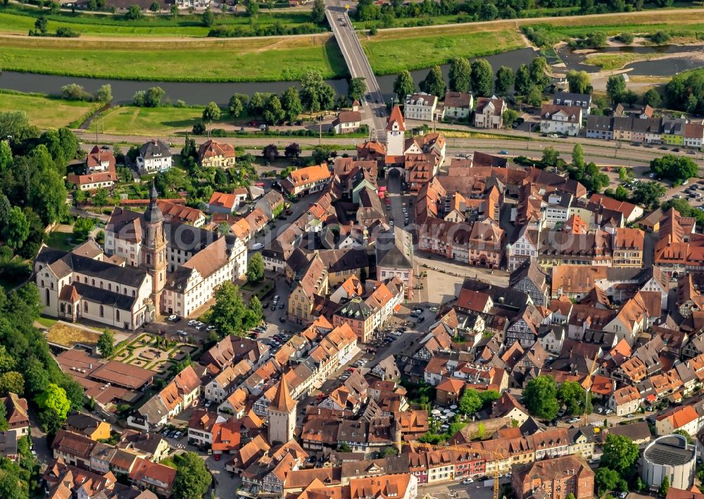 Aerial image Gengenbach - Old Town area and city center in Gengenbach in the state Baden-Wurttemberg, Germany