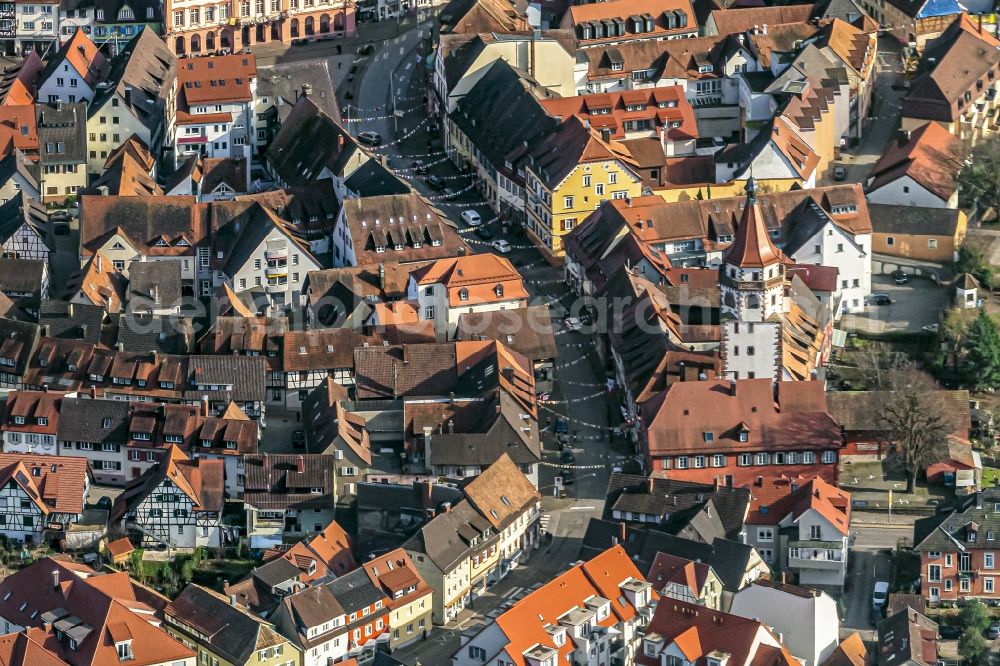 Gengenbach from the bird's eye view: Old Town area and city center in Gengenbach in the state Baden-Wurttemberg, Germany