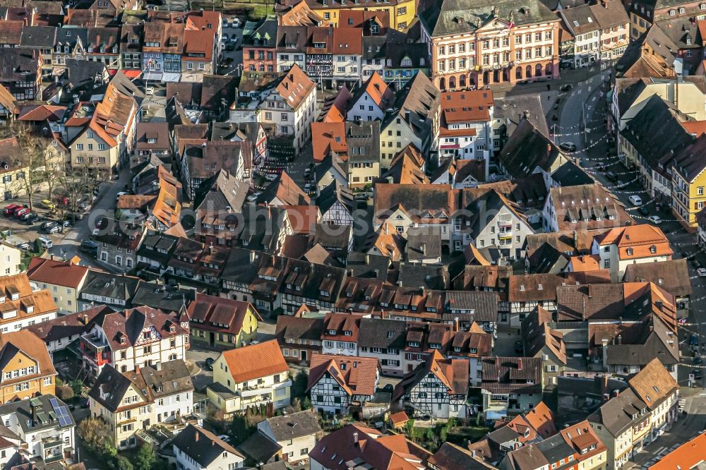 Aerial photograph Gengenbach - Old Town area and city center in Gengenbach in the state Baden-Wurttemberg, Germany