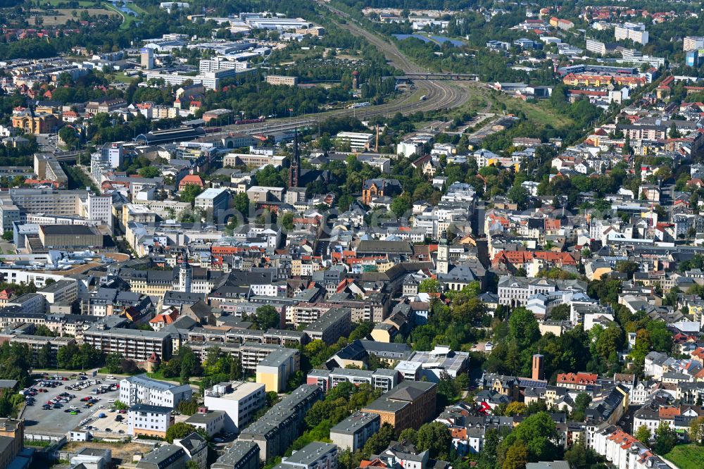 Gera from the bird's eye view: Old Town area and city center in Gera in the state Thuringia, Germany