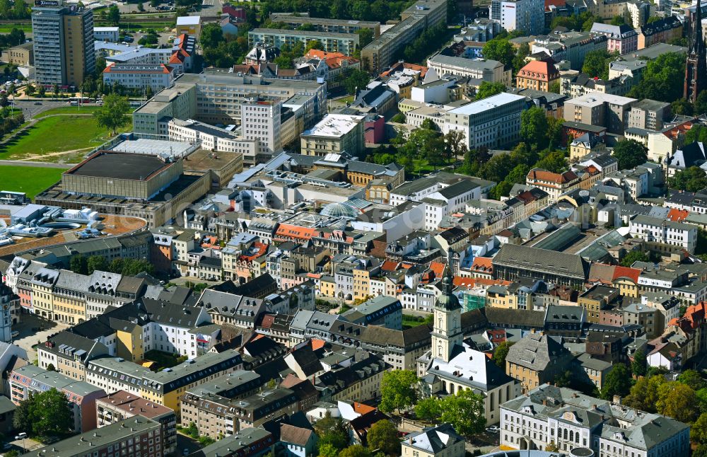 Aerial image Gera - Old Town area and city center in Gera in the state Thuringia, Germany
