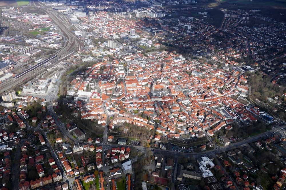 Göttingen from above - Old Town area and city center in Goettingen in the state Lower Saxony