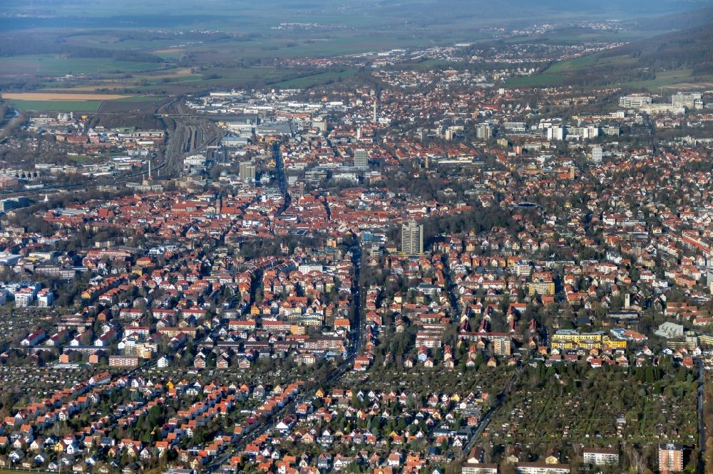 Aerial image Göttingen - Old Town area and city center in Goettingen in the state Lower Saxony, Germany