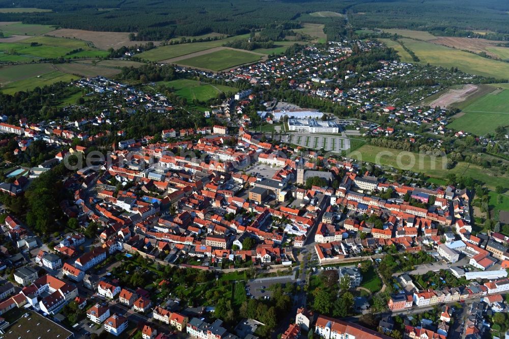 Haldensleben from the bird's eye view: Old Town area and city center in Haldensleben in the state Saxony-Anhalt, Germany
