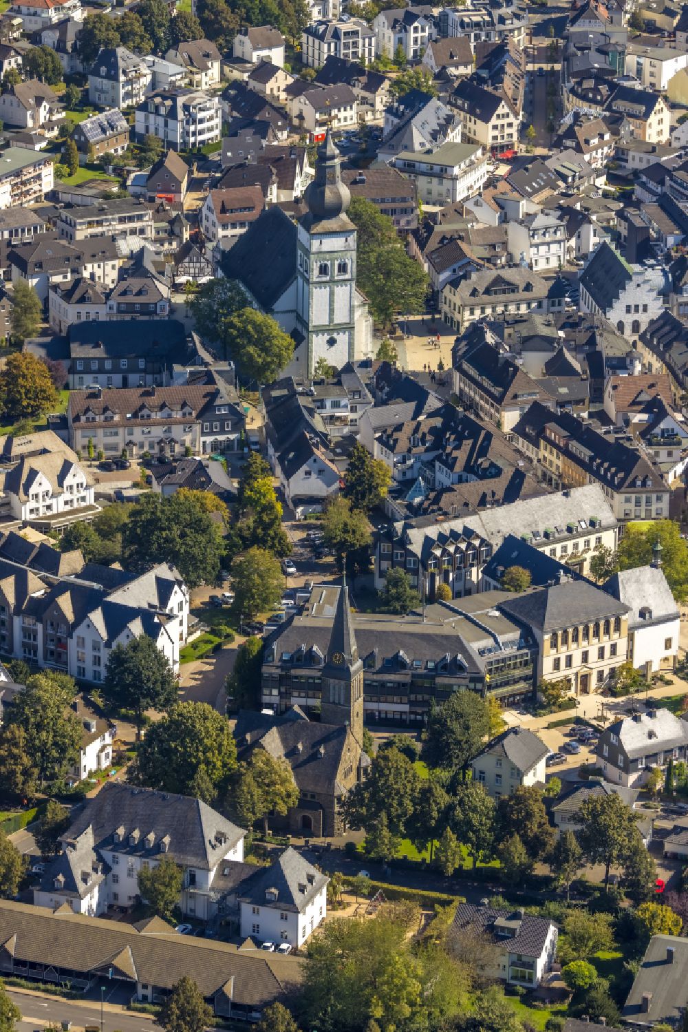 Aerial image Hansestadt Attendorn - Old Town area and city center in Hansestadt Attendorn in the state North Rhine-Westphalia, Germany