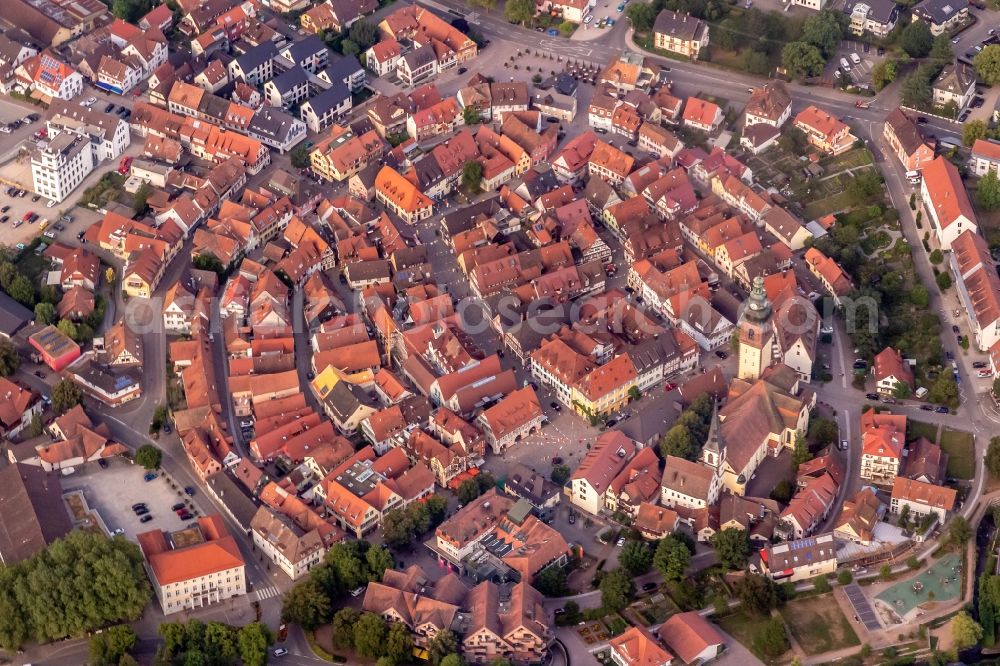Haslach im Kinzigtal from the bird's eye view: Old Town area and city center in Haslach im Kinzigtal in the state Baden-Wurttemberg, Germany