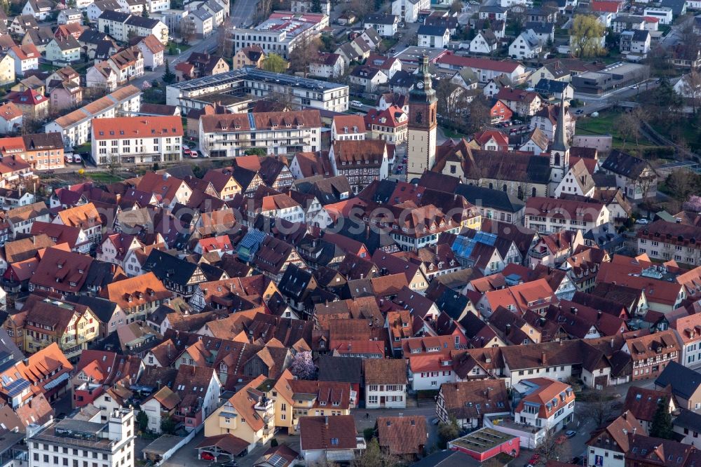 Haslach im Kinzigtal from above - Old Town area and city center in Haslach im Kinzigtal in the state Baden-Wuerttemberg, Germany