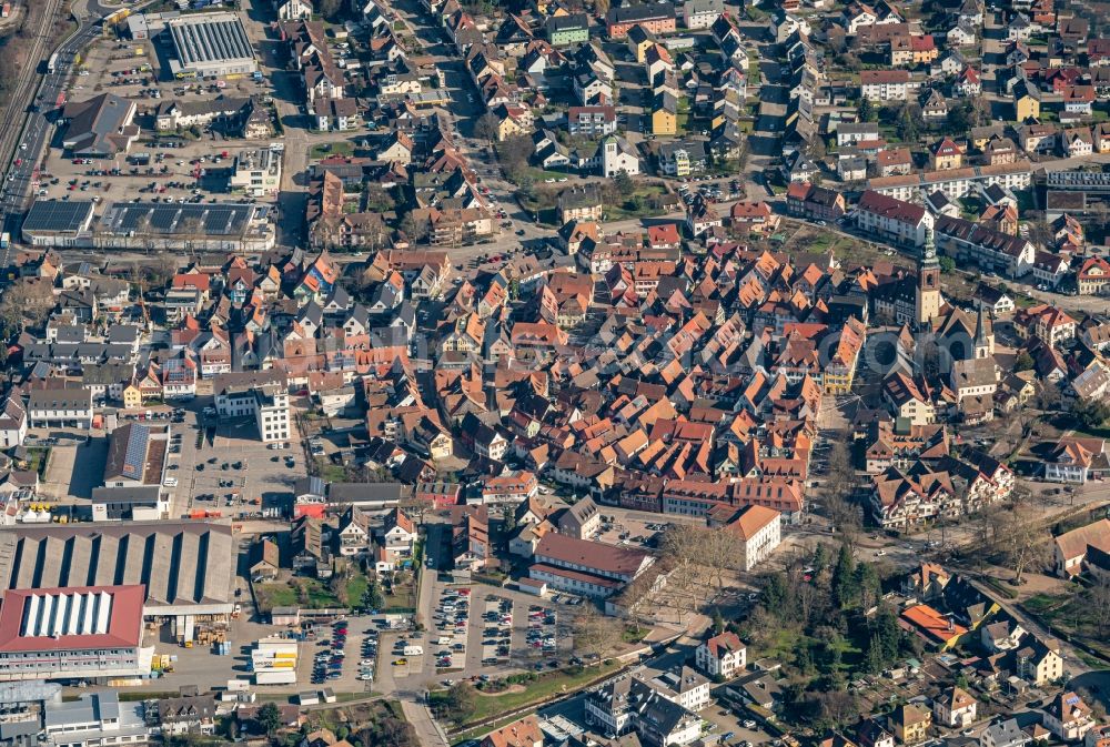 Aerial image Haslach im Kinzigtal - Old Town area and city center in Haslach im Kinzigtal in the state Baden-Wuerttemberg, Germany