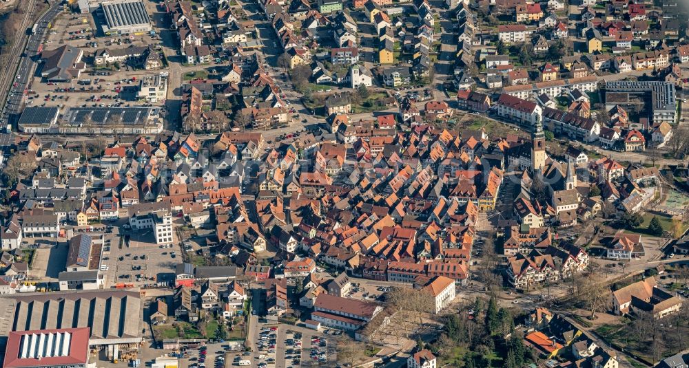Aerial photograph Haslach im Kinzigtal - Old Town area and city center in Haslach im Kinzigtal in the state Baden-Wuerttemberg, Germany
