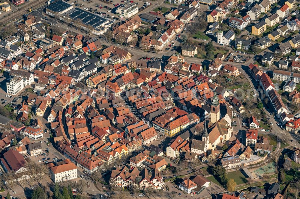 Aerial photograph Haslach im Kinzigtal - Old Town area and city center in Haslach im Kinzigtal in the state Baden-Wuerttemberg, Germany