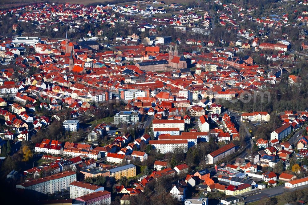 Heilbad Heiligenstadt from above - Old Town area and city center in Heilbad Heiligenstadt in the state Thuringia, Germany