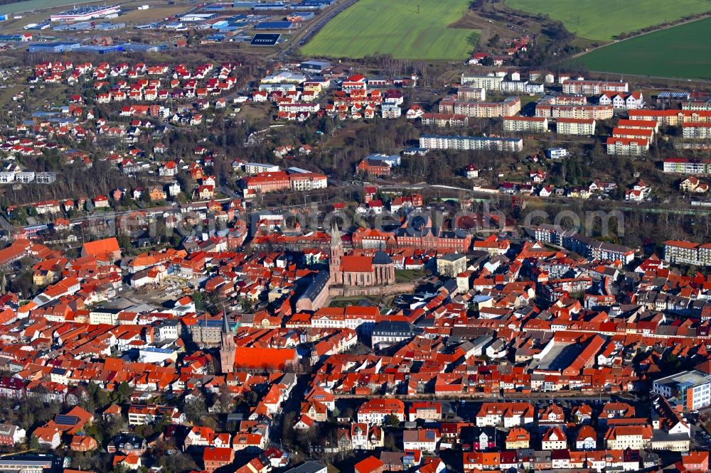 Aerial image Heilbad Heiligenstadt - Old Town area and city center in Heilbad Heiligenstadt in the state Thuringia, Germany