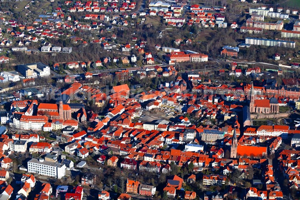 Heilbad Heiligenstadt from above - Old Town area and city center in Heilbad Heiligenstadt in the state Thuringia, Germany