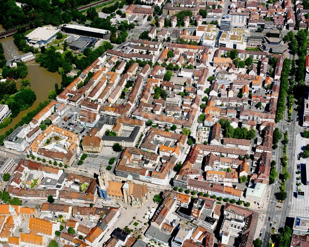 Heilbronn from above - Old Town area and city center in Heilbronn in the state Baden-Wuerttemberg, Germany