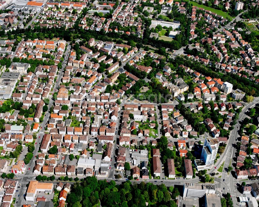 Heilbronn from the bird's eye view: Old Town area and city center in Heilbronn in the state Baden-Wuerttemberg, Germany