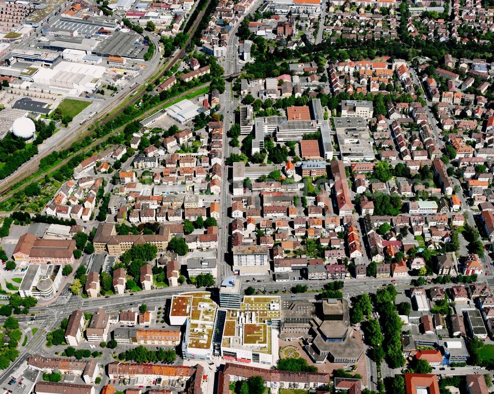 Aerial image Heilbronn - Old Town area and city center in Heilbronn in the state Baden-Wuerttemberg, Germany