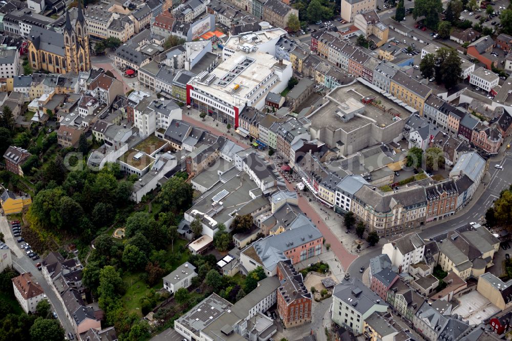 Hof from above - Old Town area and city center in Hof in the state Bavaria, Germany