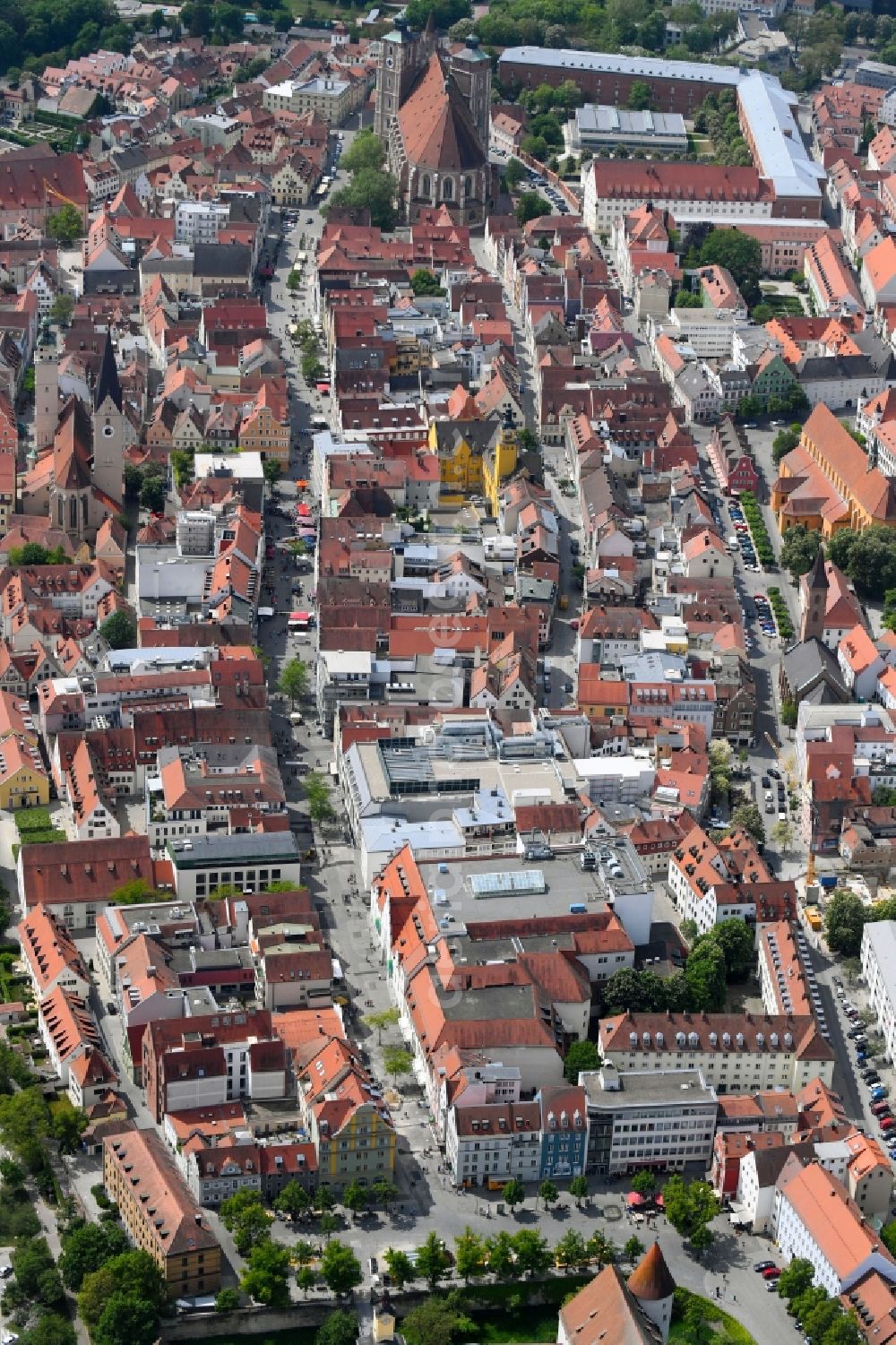 Ingolstadt from above - Old Town area and city center in Ingolstadt in the state Bavaria, Germany