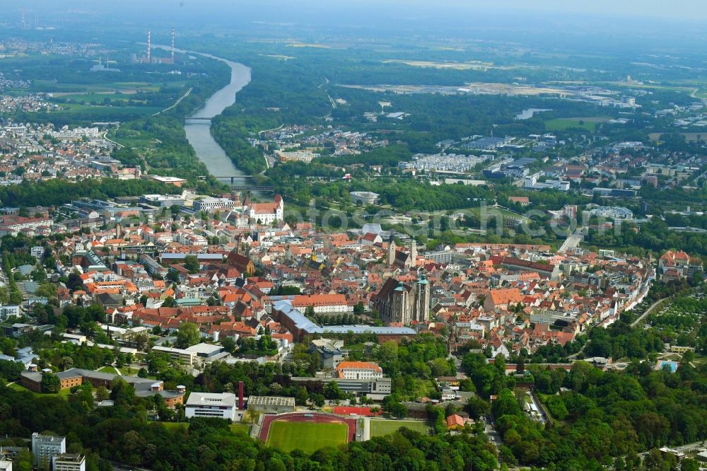 Aerial image Ingolstadt - Old Town area and city center in Ingolstadt in the state Bavaria, Germany