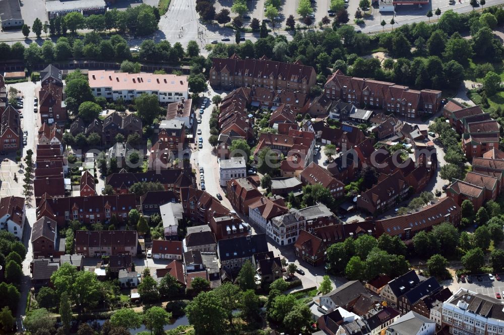 Itzehoe from above - Old Town area and city center in Itzehoe in the state Schleswig-Holstein