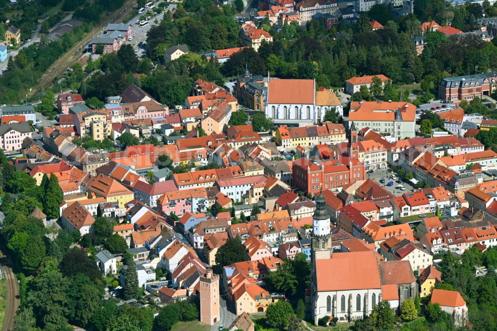 Aerial photograph Kamenz - Old Town area and city center in Kamenz in the state Saxony, Germany