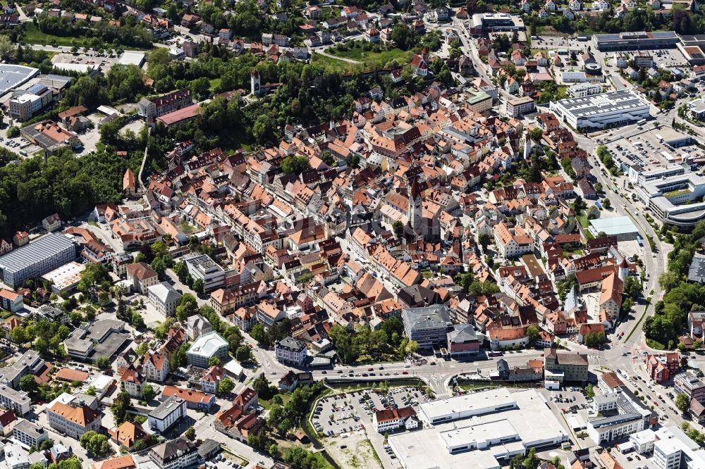 Aerial image Kaufbeuren - Old Town area and city center in Kaufbeuren in the state Bavaria, Germany