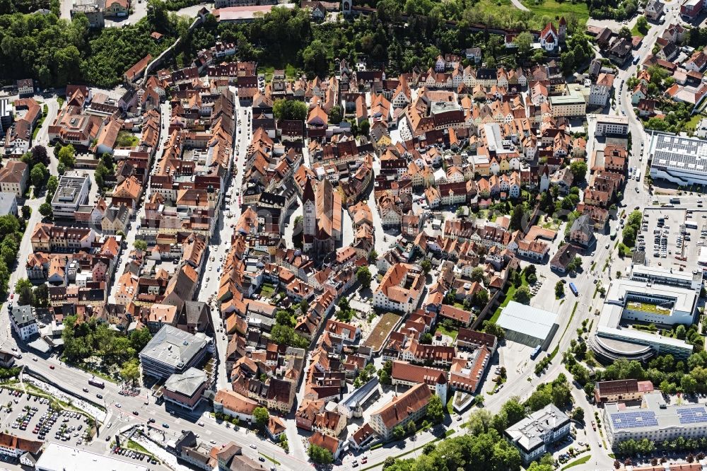 Kaufbeuren from the bird's eye view: Old Town area and city center in Kaufbeuren in the state Bavaria, Germany