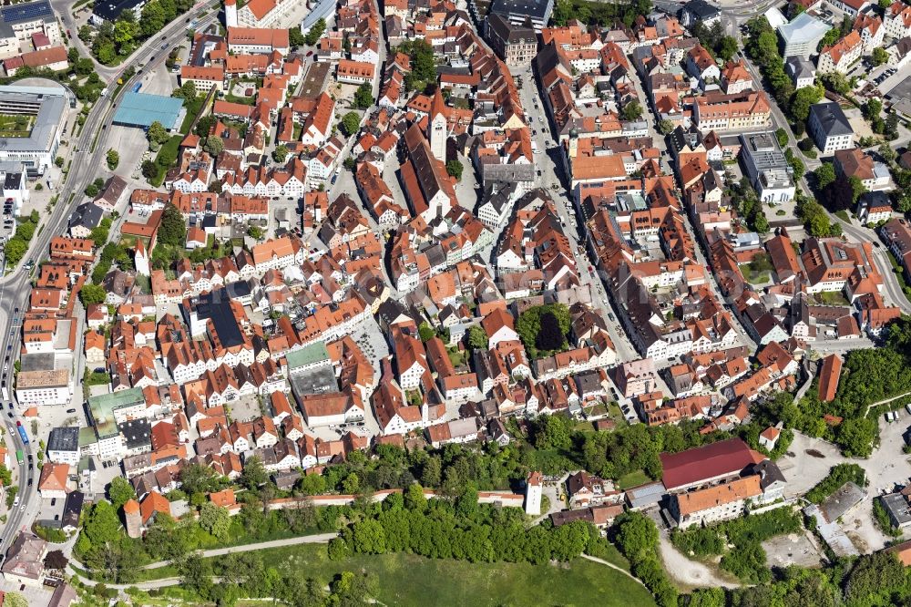 Aerial photograph Kaufbeuren - Old Town area and city center in Kaufbeuren in the state Bavaria, Germany