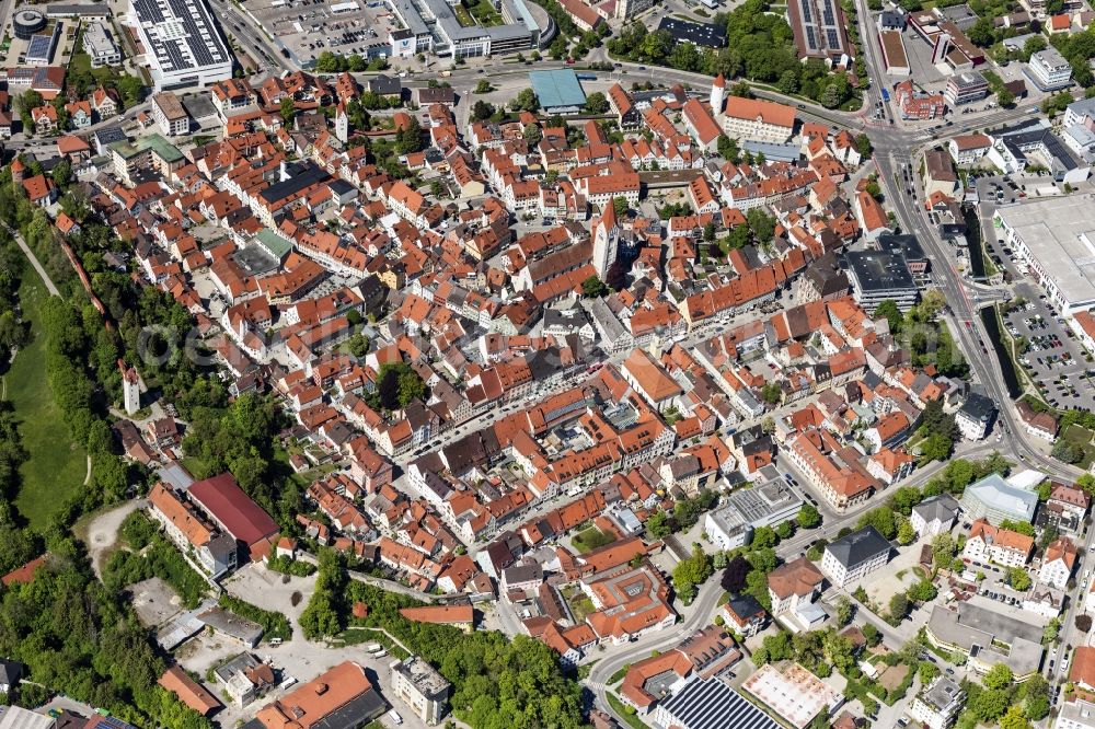 Kaufbeuren from above - Old Town area and city center in Kaufbeuren in the state Bavaria, Germany