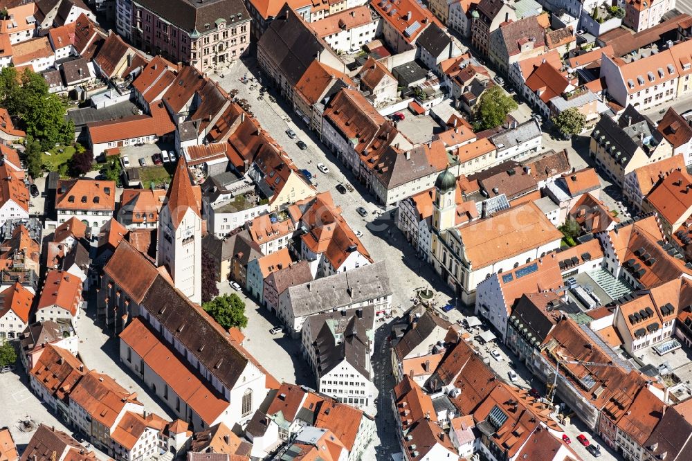 Aerial image Kaufbeuren - Old Town area and city center in Kaufbeuren in the state Bavaria, Germany