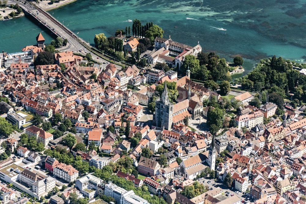 Aerial image Konstanz - Old Town area and city center in Konstanz in the state Baden-Wuerttemberg, Germany
