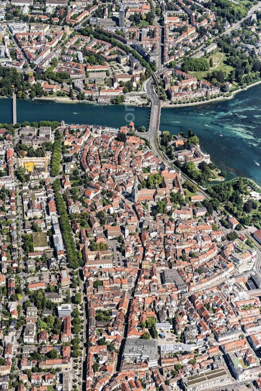 Aerial photograph Konstanz - Old Town area and city center in Konstanz in the state Baden-Wuerttemberg, Germany