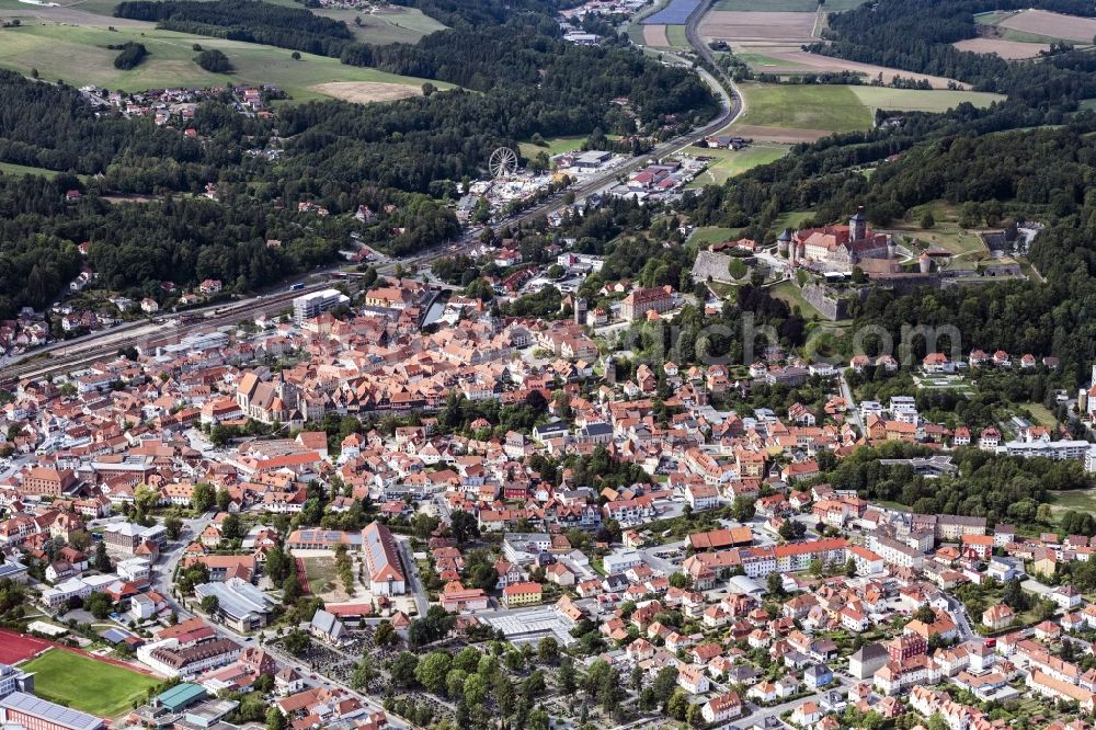 Kronach from the bird's eye view: Old Town area and city center in Kronach in the state Bavaria, Germany