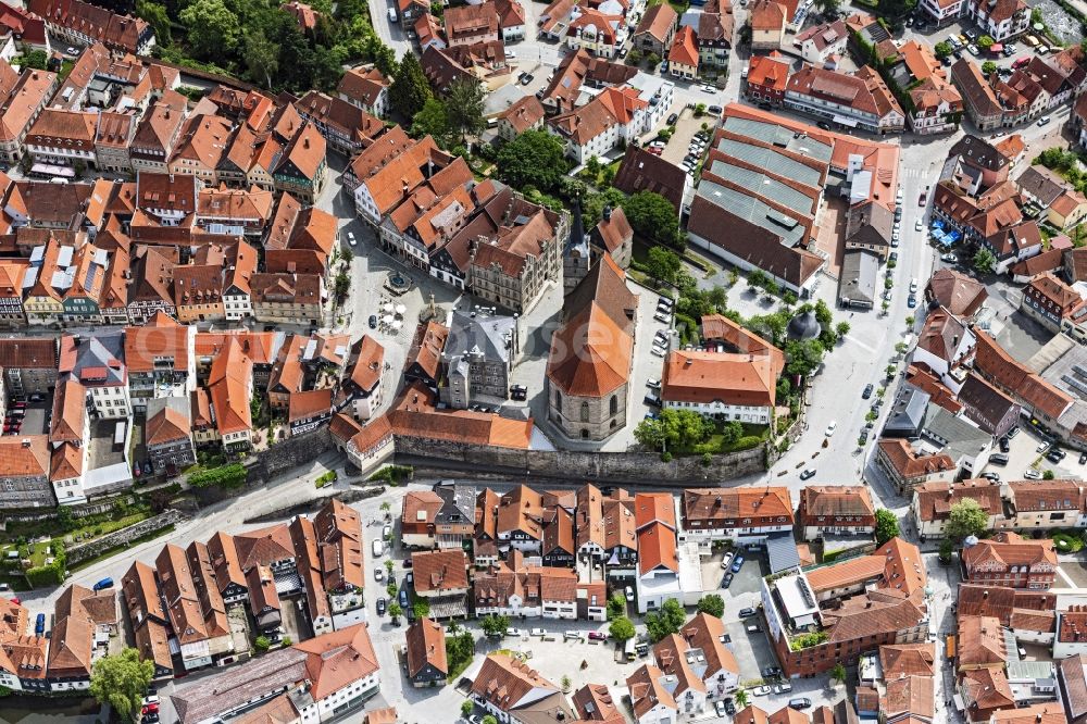 Aerial photograph Kronach - Old Town area and city center in Kronach in the state Bavaria, Germany