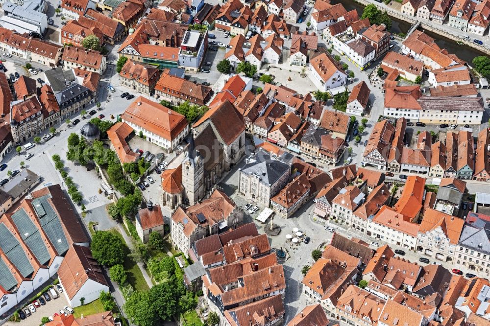 Aerial image Kronach - Old Town area and city center in Kronach in the state Bavaria, Germany
