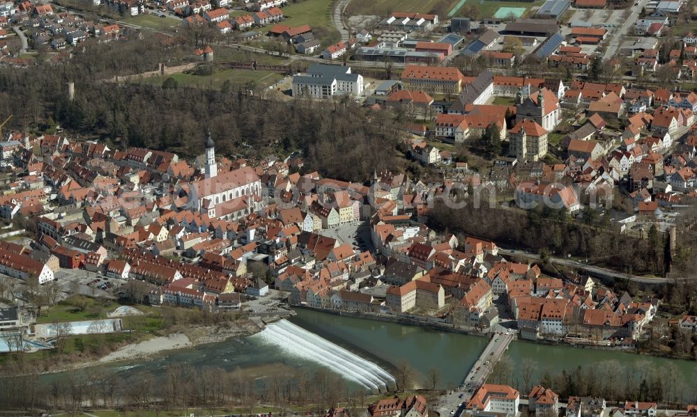 Landsberg am Lech from the bird's eye view: Old Town area and city center in Landsberg am Lech in the state Bavaria, Germany