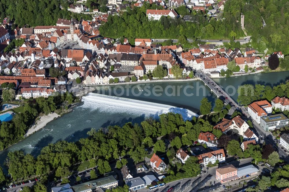 Landsberg am Lech from the bird's eye view: Old Town area and city center in Landsberg am Lech in the state Bavaria, Germany