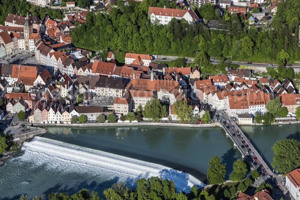 Aerial image Landsberg am Lech - Old Town area and city center in Landsberg am Lech in the state Bavaria, Germany