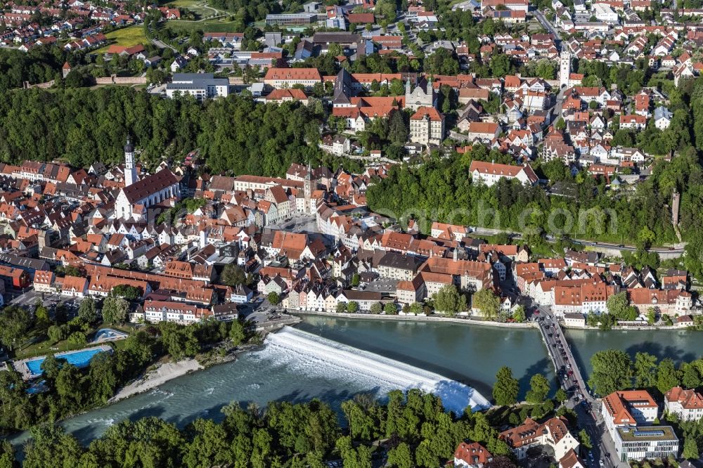 Aerial photograph Landsberg am Lech - Old Town area and city center in Landsberg am Lech in the state Bavaria, Germany