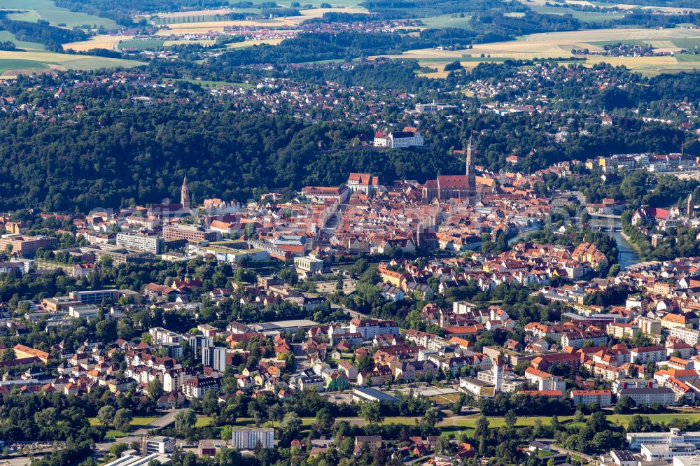 Landshut from the bird's eye view: Old Town area and city center in Landshut in the state Bavaria, Germany
