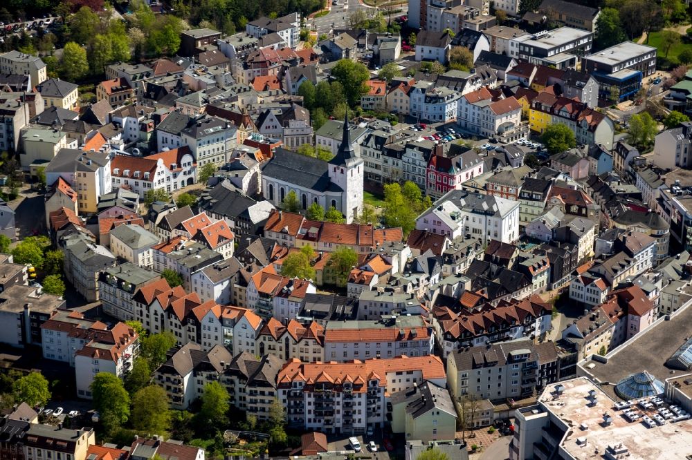 Aerial photograph Lüdenscheid - Old Town area and city center in Luedenscheid in the state North Rhine-Westphalia, Germany