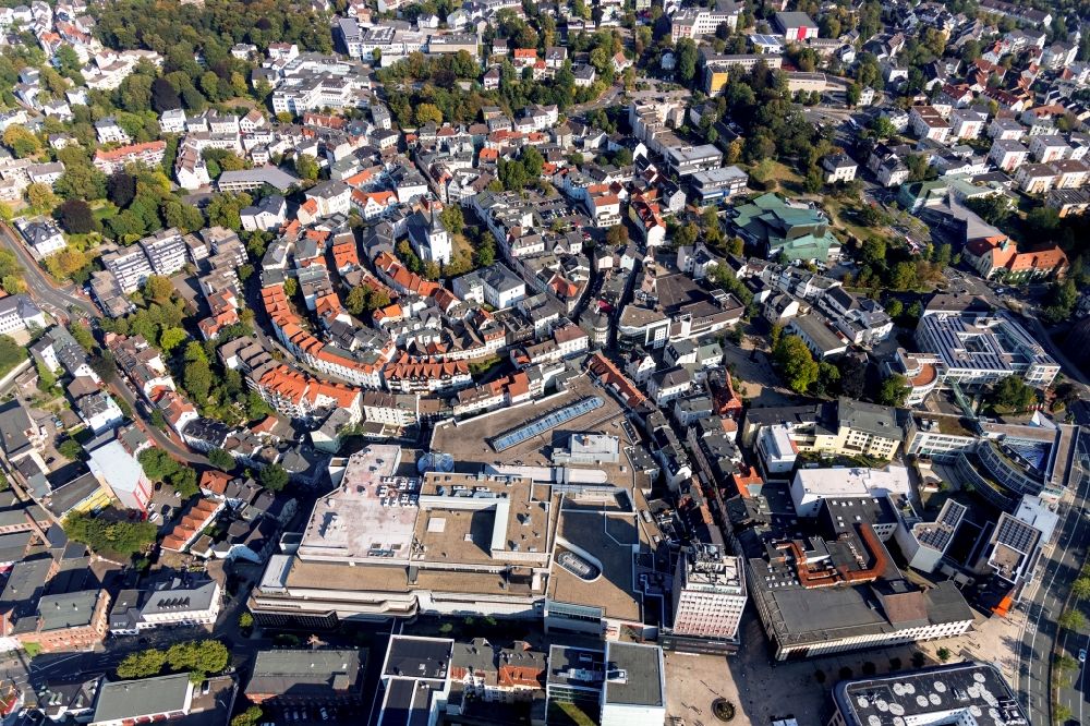 Aerial photograph Lüdenscheid - Old Town area and city center in Luedenscheid in the state North Rhine-Westphalia, Germany