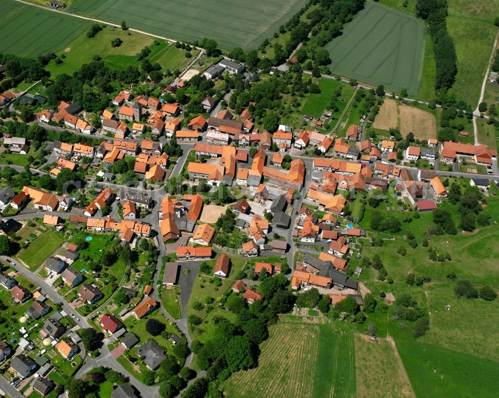 Lippoldshausen from the bird's eye view: Old Town area and city center in Lippoldshausen in the state Lower Saxony, Germany