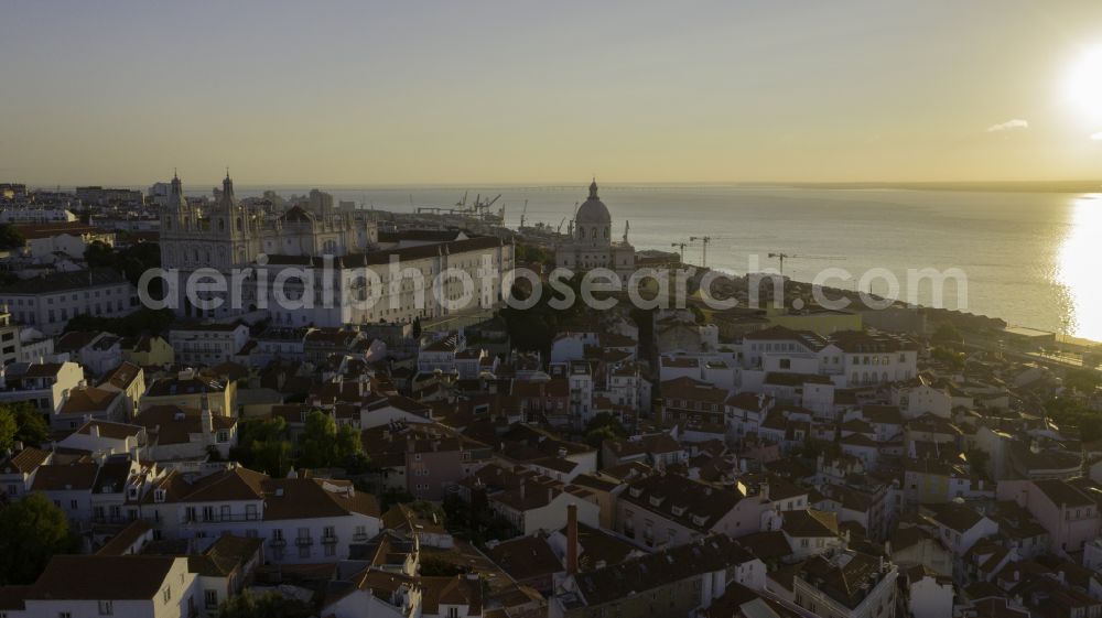 Lisboa from the bird's eye view: Old Town area and city center in in Lisboa in Portugal